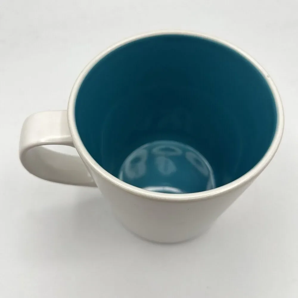 Crate & Barrel Max Pool Blue White Mug